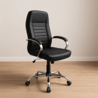 كرسى مكتب جلد – لون اسود